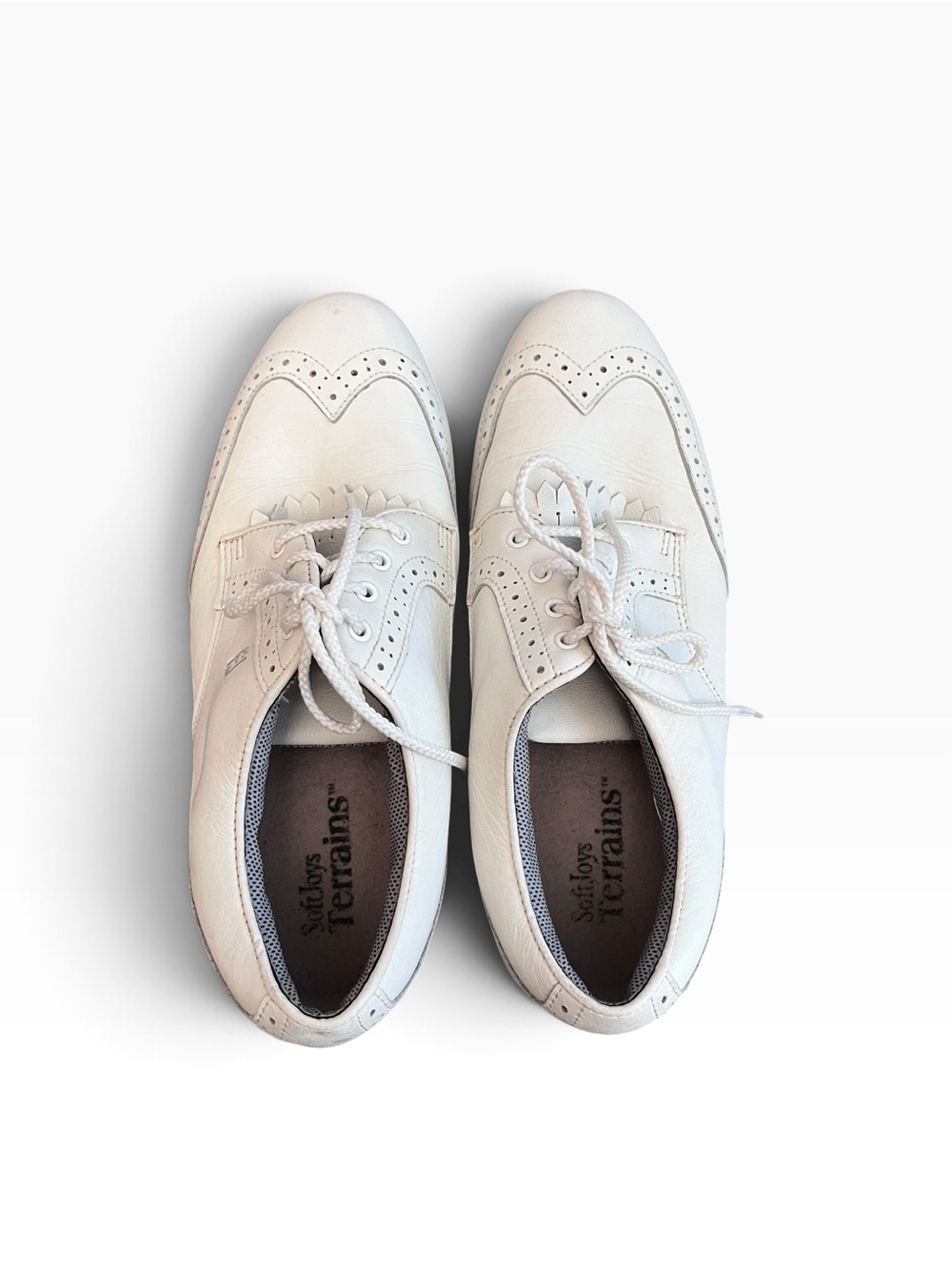 Womens FootJoy SoftJoys Terrains - White Wingtip Golf Spike Shoes - 7 M 98355